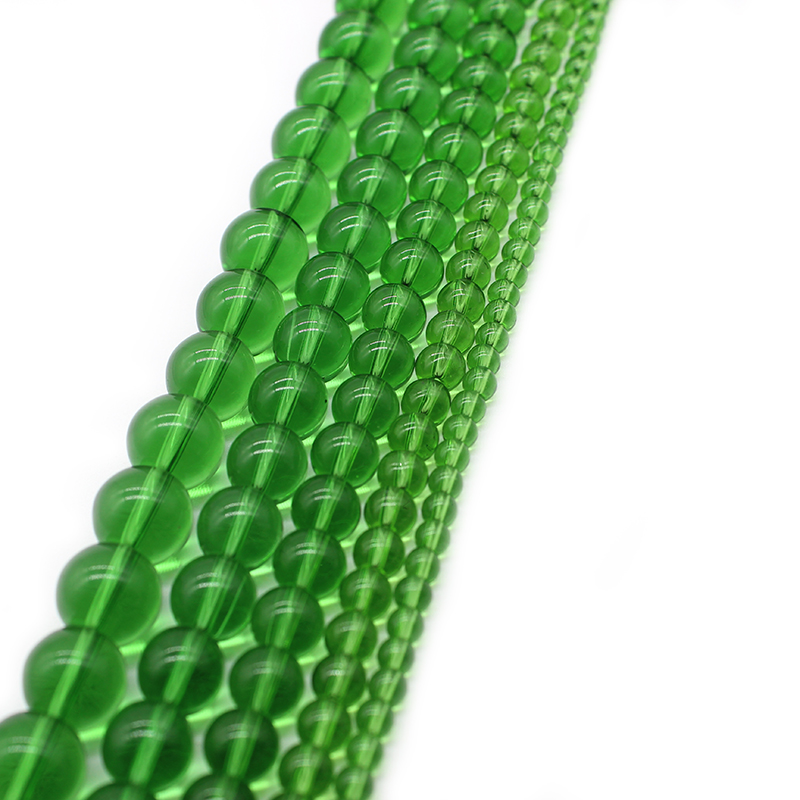Embroidery Glass Beads - خرز من الحجر الطبيعي الأخضر الأملس