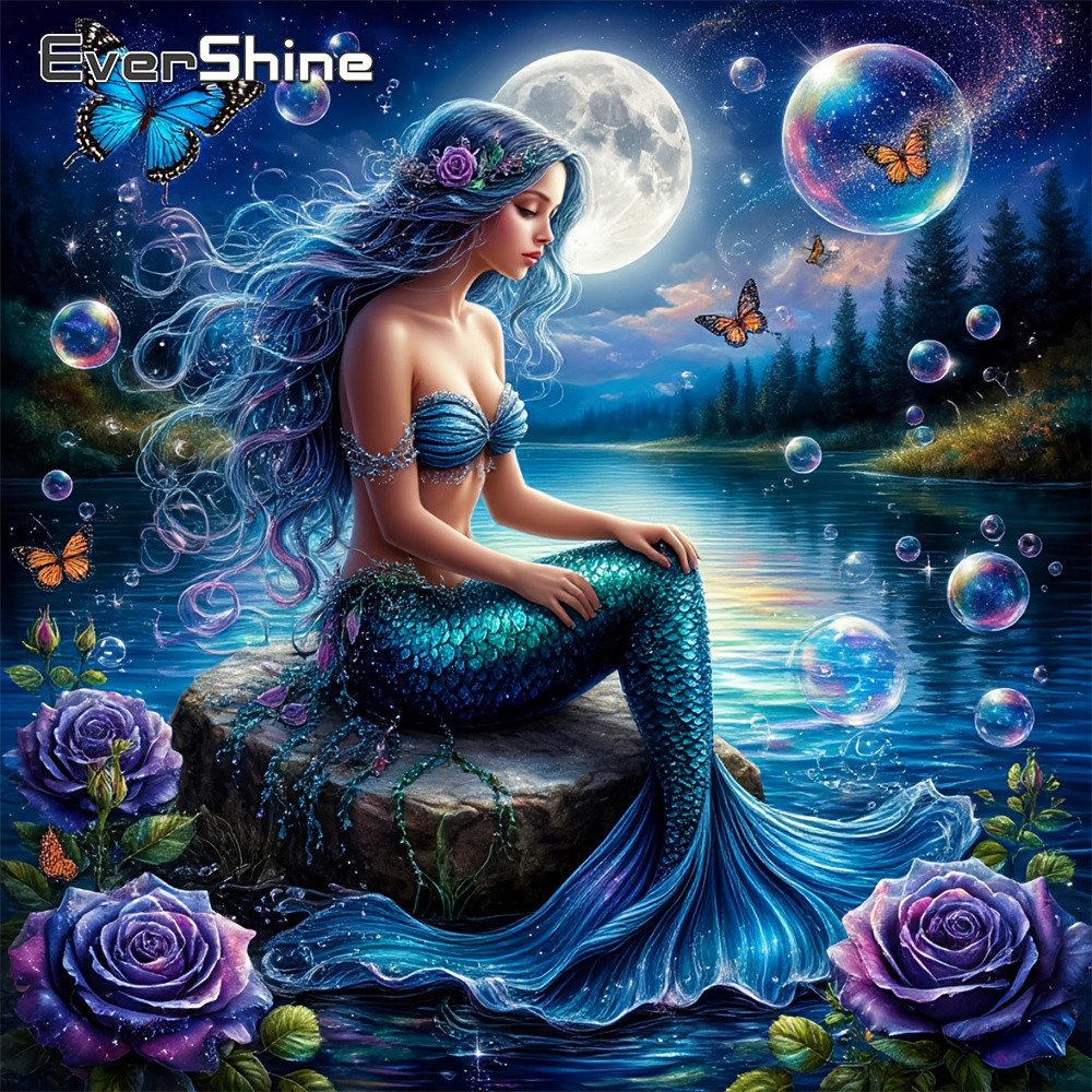Embroidery Rose - EverShine لوحة فسيفساء ماسية بتطريز كامل