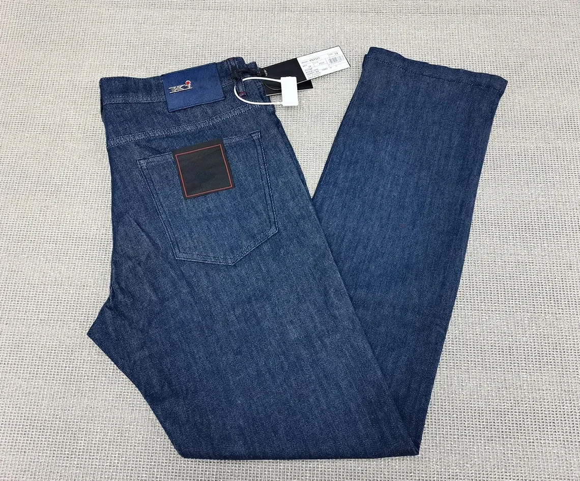 Embroidery On Jeans - OECHSLI جينز رقيق من القطن للرجال