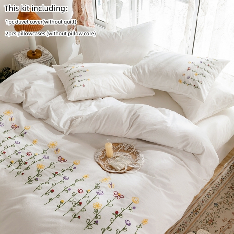 Embroidery Quilt Cover - طقم غطاء لحاف مطرز مكون من