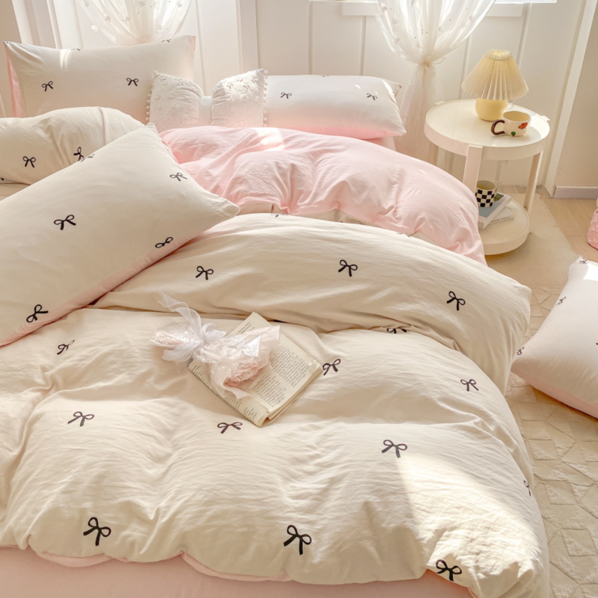Embroidery Quilt Cover - طقم ملاءات مكون من 3 قطع،