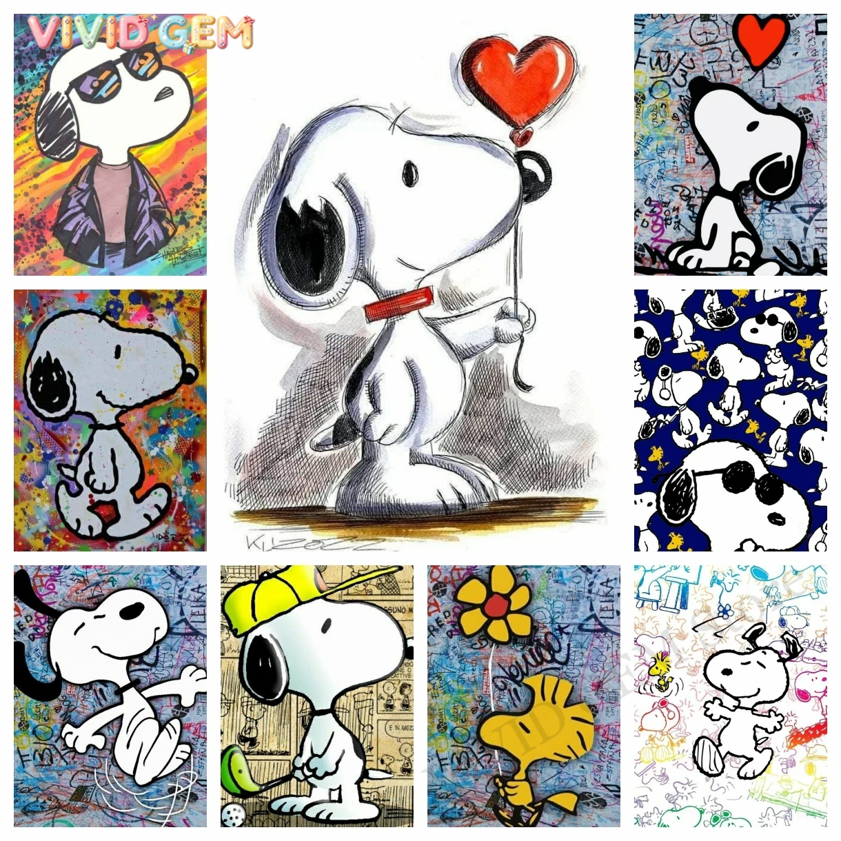 Embroidery Painting - فيفيد جيم كاوايي جرافيتي سنوبي كرتون