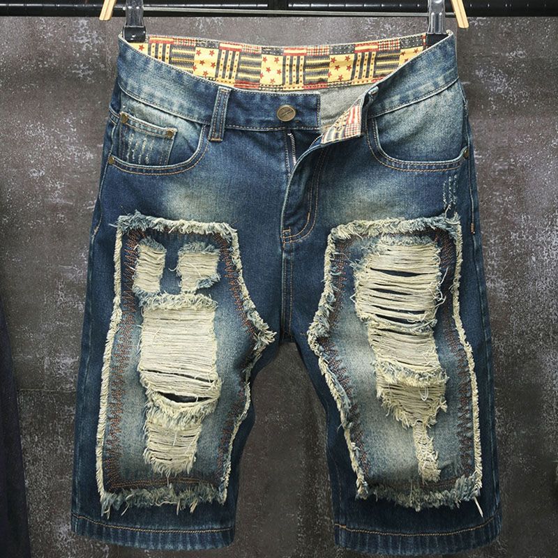 Embroidery On Jeans - شورت جينز رجالي جديد بتصميم أوروبي