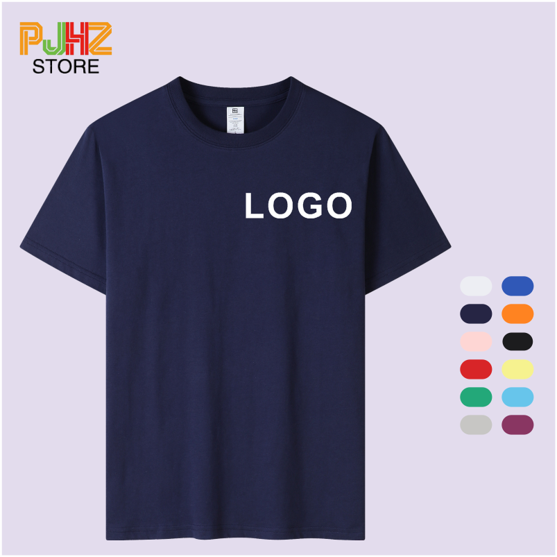 Embroidery Design Logo - تي شيرت رجالي ونسائي برقبة مستديرة