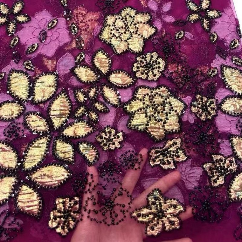 قماش دانتيل مطرز فرنسي فاخر مص - مراجعة Embroidery Ai وسعره
