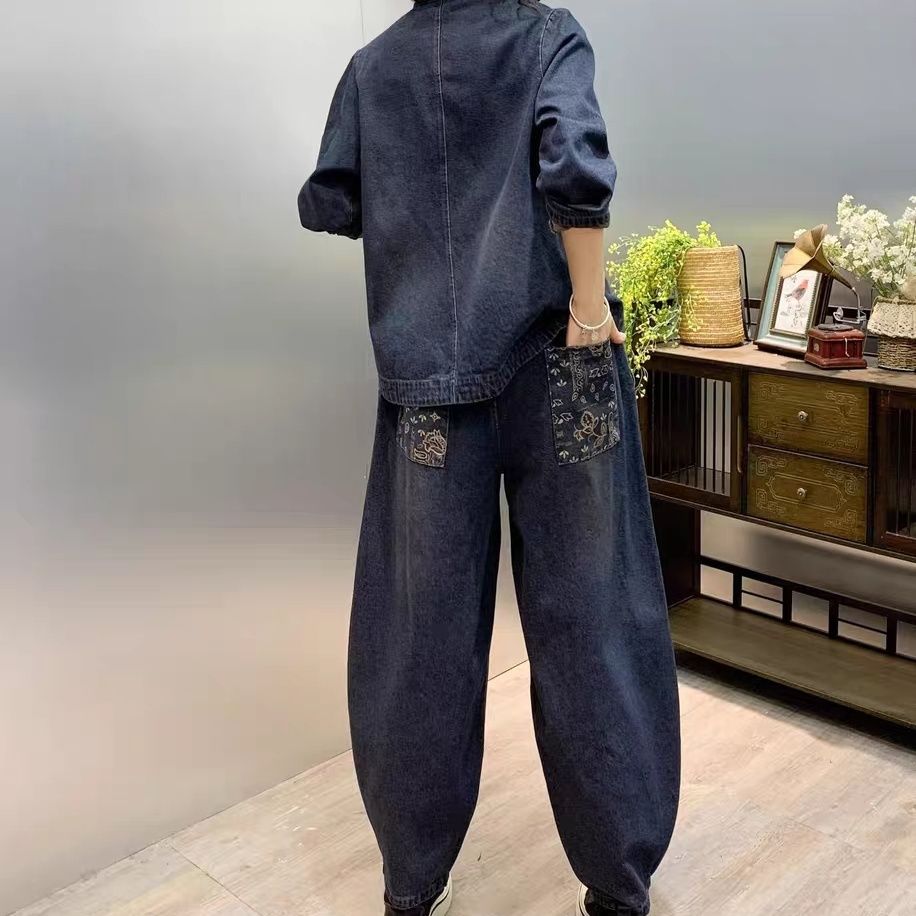 خمر زر فضفاض مطرز زهرة الدنيم  - مراجعة Embroidery On Jeans وسعره