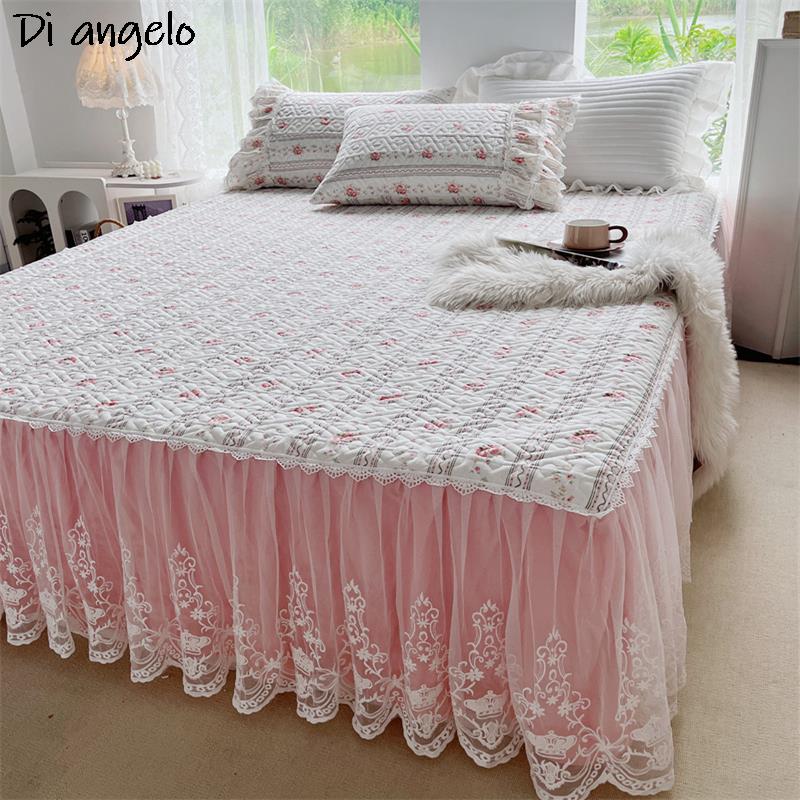 تنورة سرير مبطنة سميكة مطرزة ب - مراجعة Embroidery Quilt Cover وسعره