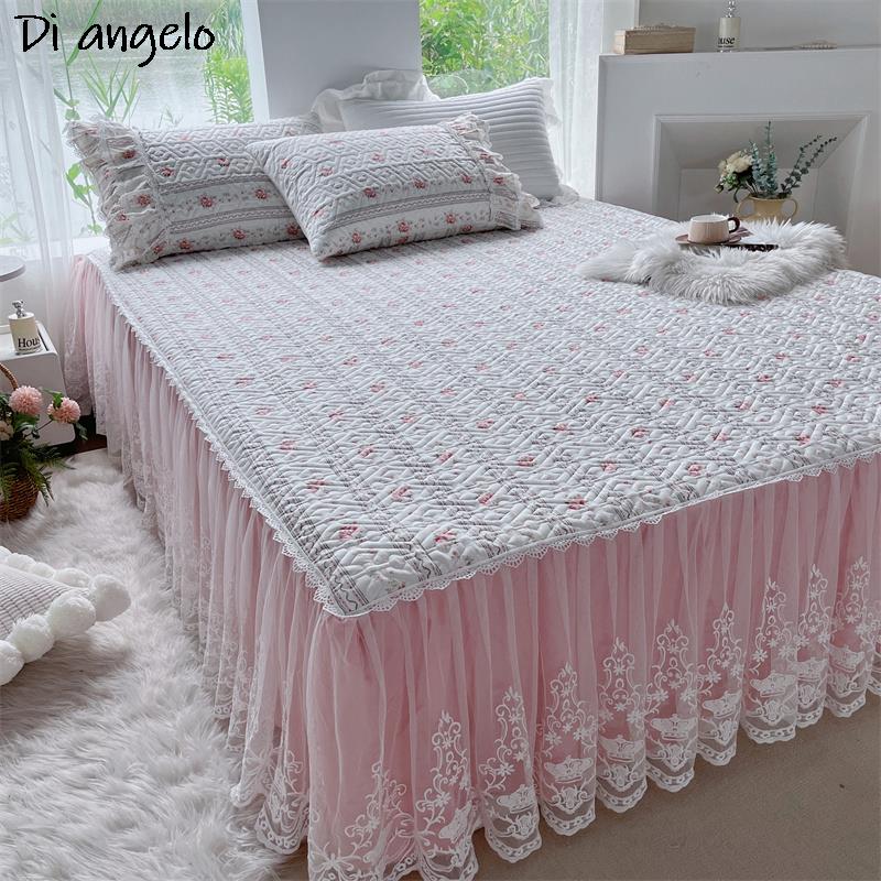 تنورة سرير مبطنة سميكة مطرزة ب - مراجعة Embroidery Quilt Cover وسعره