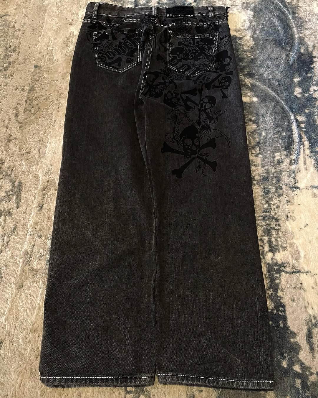 Y2K شارع جديد الجمجمة المطرزة  - مراجعة Embroidery On Jeans وسعره