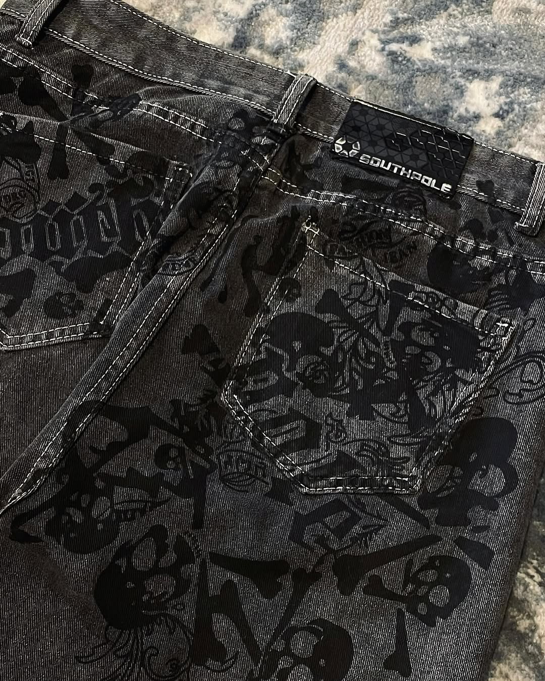 Y2K شارع جديد الجمجمة المطرزة  - مراجعة Embroidery On Jeans وسعره