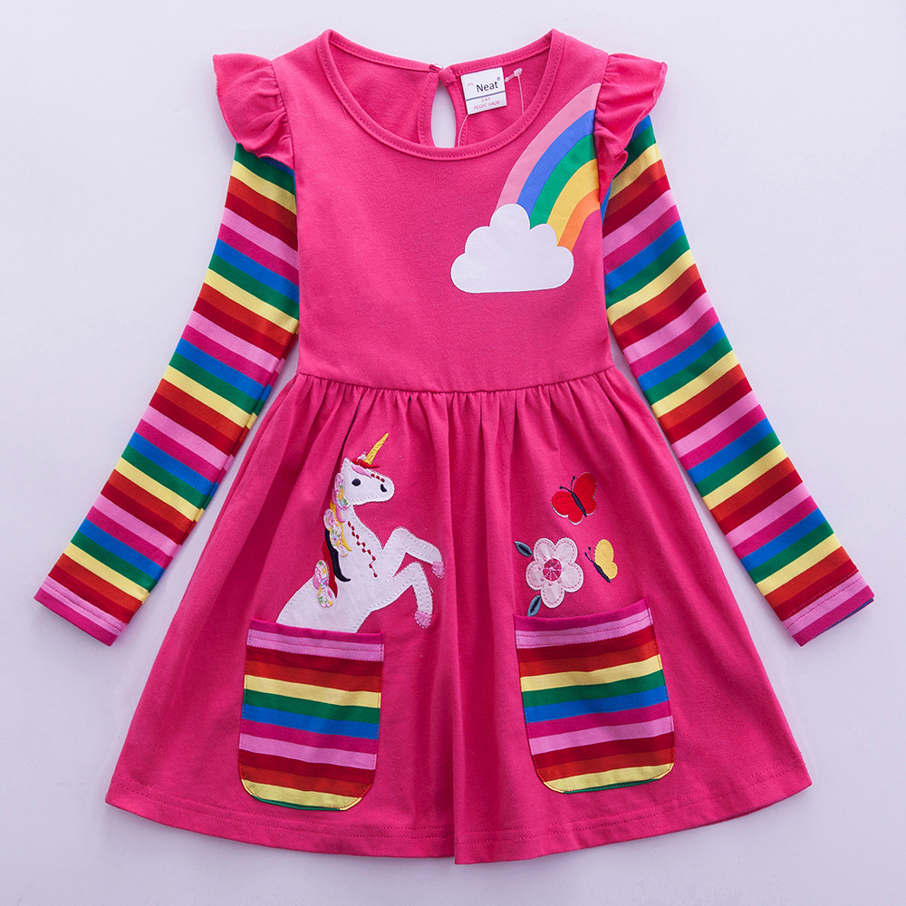 فستان بناتي بأكمام طويلة وحيد  - مراجعة Embroidery Unicorn وسعره