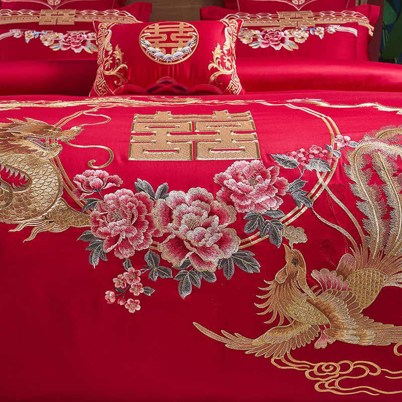 100% طقم سرير قطن فاخر الذهبي  - مراجعة Embroidery Quilt Cover وسعره